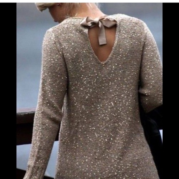 NWOT Brooks Brothers Navy Sequin Satin Tie Back Sweater Sz M - Picture 10 of 10